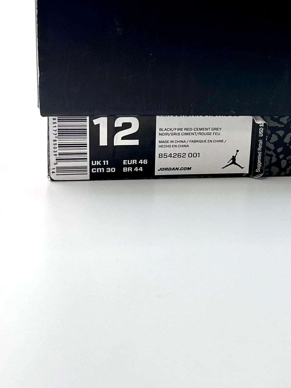 Air Jordan 3 Retro OG Black Cement 2018 Size 12 with Original Box